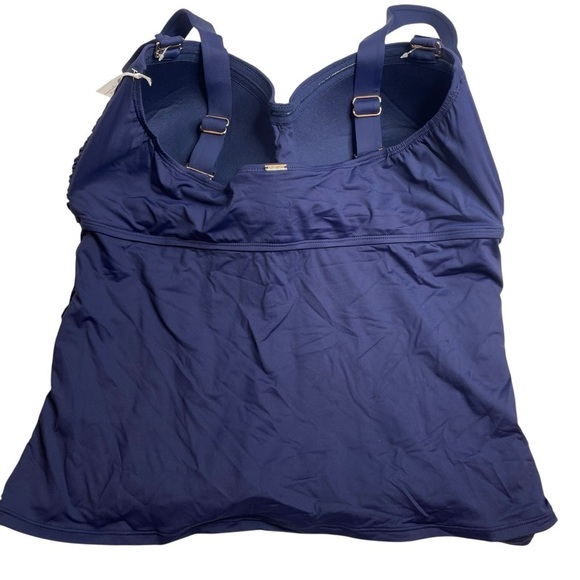 Anne Cole Signature Plus Size Live in Color Twist Bandeaukini Top Navy 22W New - Picture 5 of 6